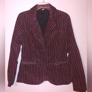 NWT Free People Womens B-Line Luxe Velvet Striped Blazer Two Button Cotton